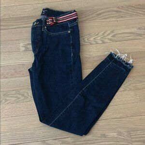 Hilfiger Jean Tribeca Skinny Capri Dark Blue Jeans with Striped Belt